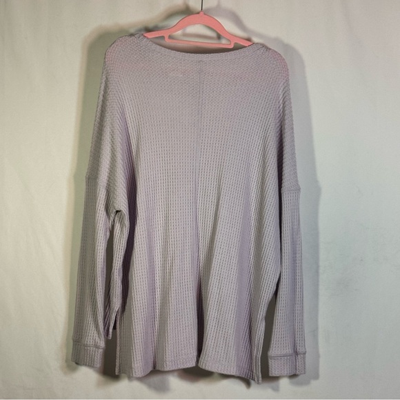 American Eagle Outfitters Light Purple Waffle Knit Long Sleeve Top - Picture 4 of 5